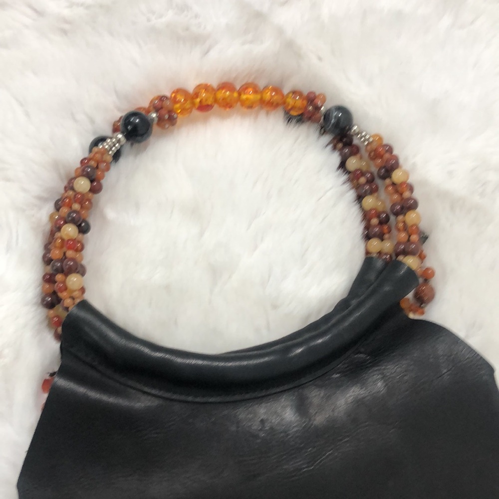 Handcrafted Natural full grain leather beaded purse - Picture 10 of 13